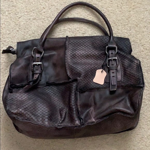 Brown patchwork pattern tote - Picture 2 of 7